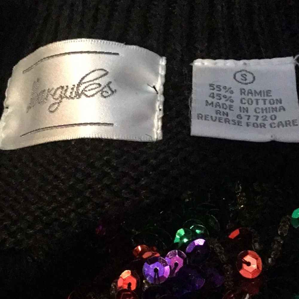 🌸 See New Listing 🌺  Sequin Sweater Vintage  Holiday Bead Oversize S  Small - Picture 12 of 14